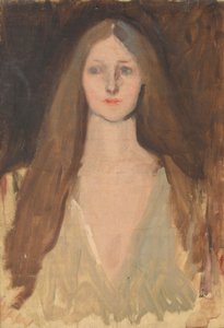 Studio di figura di Ofelia, per la scena del dramma in Amleto, Atto III, Scena II da Edwin Austin Abbey