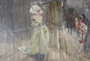Studio di figura, possibilmente per Margherita e Faust da Edwin Austin Abbey