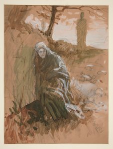 Figura nei boschi - illustrazione non identificata