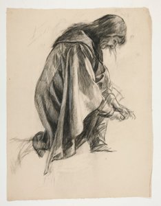 Studio di figura per Sir Lancillotto e Sir Bors che equipaggiano Galahad con i suoi speroni, da La ricerca del Santo Graal (secondo di una serie di quindici dipinti per la Biblioteca Pubblica di Boston, completata nel 1901) da Edwin Austin Abbey