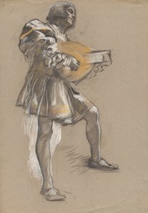 Figura con mandolino in costume medievale
