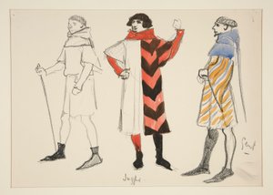 Giocoliere e gentiluomo, bozzetto di costume per Henry Irving da Edwin Austin Abbey