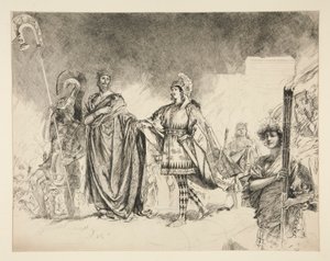 Mattina del matrimonio di Teseo e Ippolita (studio per .1036) - Entra Teseo, da Sogno di una notte di mezza estate da Edwin Austin Abbey