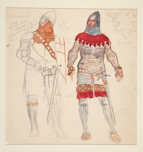 Uomini del Northumberland, bozzetto di costume per Henry Irving da Edwin Austin Abbey