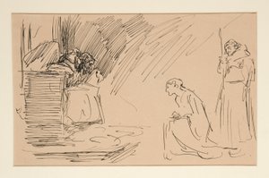 Schizzo preliminare per Atto II, Scena I, Tutti da Edwin Austin Abbey