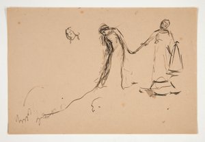 Schizzo preliminare di Elena e Lafeu per Atto IV, Scena III, Tutto da Edwin Austin Abbey