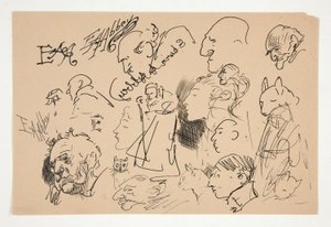 Foglio di schizzi di teste da Edwin Austin Abbey