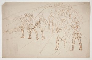 Schizzo di truppe della Guerra Rivoluzionaria, in marcia da Edwin Austin Abbey
