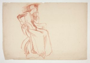 Schizzo di una figura femminile, seduta - illustrazione non identificata da Edwin Austin Abbey