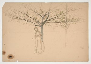 Schizzo di una figura sotto un albero