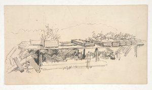Schizzo di una sporgenza con piantatori da Edwin Austin Abbey