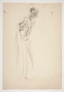 Schizzo di una donna, china e in preghiera da Edwin Austin Abbey