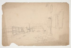 Schizzo di un esterno di una casa di campagna