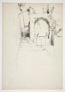 Schizzo di una scala esterna (pergola italiana, per illustrazione di un libro) da Edwin Austin Abbey