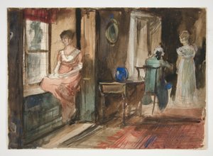 Schizzo di figure in un interno da Edwin Austin Abbey