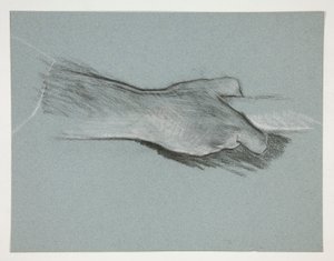 Schizzo di una mano che afferra un palo da Edwin Austin Abbey
