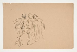 Schizzo di tre uomini (studio per 1937.1072?), da Il mercante di Venezia