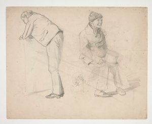 Schizzo di due uomini - illustrazione non identificata da Edwin Austin Abbey