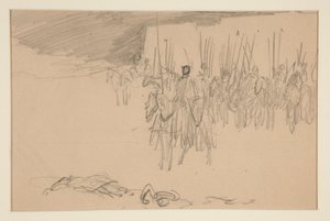 Soldato a cavallo - (illustrazione non identificata) da Edwin Austin Abbey