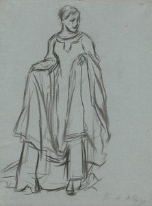 Studio per figura femminile drappeggiata, studio per La ricerca del Santo Graal (serie di 15 dipinti per la Biblioteca Pubblica di Boston, completata nel 1901) da Edwin Austin Abbey