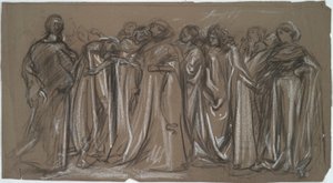Studio per le virtù prigioniere, studio di figura per da Edwin Austin Abbey