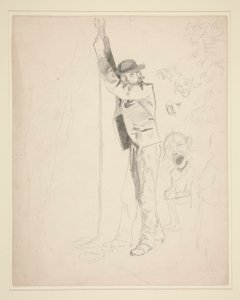 Studio di un uomo che suona una campana; scarabocchi di EAA da Edwin Austin Abbey
