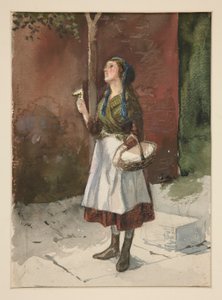 Studio di una giovane ragazza in un giardino da Edwin Austin Abbey