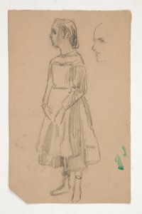 Studio di una giovane ragazza con grembiule da Edwin Austin Abbey