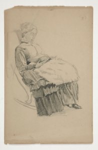 Studio di una donna anziana su una sedia a dondolo, che legge da Edwin Austin Abbey