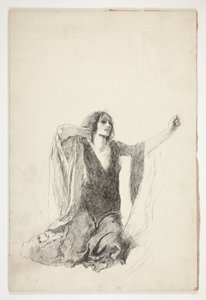 Studio di donna inginocchiata, probabilmente uno studio per Giulietta nella scena della tomba da Edwin Austin Abbey