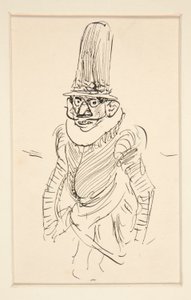 Studio di uomo in costume del XV secolo, possibilmente una caricatura del periodo di da Edwin Austin Abbey