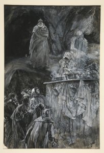 Il banchetto, illustrazione per Atto III, Scena iii, La Tempesta da Edwin Austin Abbey