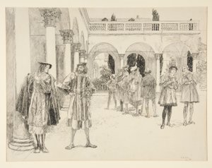 La Corte del Palazzo, da Atto IV, Scena ii, Due Gentiluomini di Verona da Edwin Austin Abbey