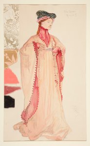 La Regina (in rosa), bozzetto di costume per Henry Irving da Edwin Austin Abbey