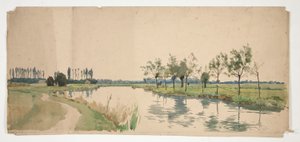 Alberi lungo una riva del fiume da Edwin Austin Abbey