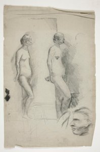 Due schizzi di un modello nudo e un uomo