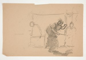 Illustrazione non identificata - Studio di cucina con figura
