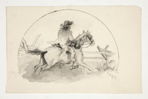 Illustrazione non identificata [Uomo a cavallo] da Edwin Austin Abbey