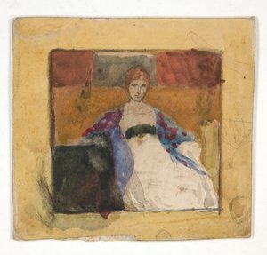 Donna seduta - illustrazione non identificata