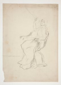 Donna seduta su una sedia (recto); Due schizzi architettonici non identificati (verso) da Edwin Austin Abbey
