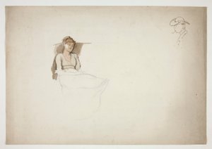 Donna seduta su una sedia, dormendo da Edwin Austin Abbey