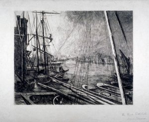 Pool di Londra da Rotherhithe, con navi in primo piano da Edwin Edwards
