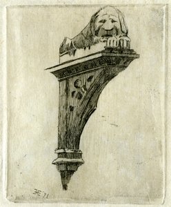 Insegna della locanda del Leone Rosso, Glastonbury, Somerset, 1881