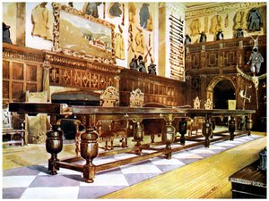 Tavolo da Shovelboard nella sala di Littlecote, 1910 da Edwin Foley