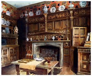 Lo studio pannellato a Groombridge Place, Kent, 1910 da Edwin Foley