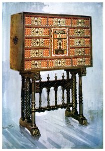 Cabinet Vargueno di castagno, avorio e altri materiali, 1910 da Edwin Foley