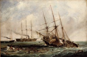 Distruzione del piroscafo confederato Alabama da parte della corazzata statunitense Kearsarge, 19 giugno 1864 da Edwin Hayes