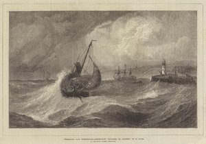 Vento fresco, Scarborough, barche da pesca che tornano al porto, nella mostra della Royal Academy da Edwin Hayes