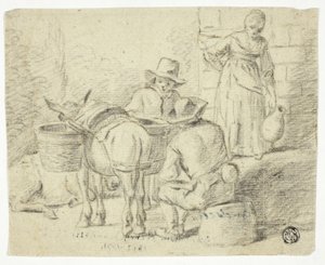 Uomini e asini, donna con brocca da Edwin Henry Landseer