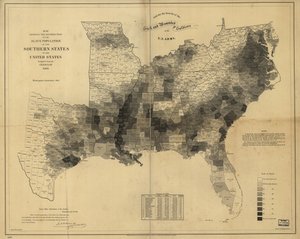 Mappa che Mostra la Distribuzione della Popolazione Schiava degli Stati del Sud degli Stati Uniti, Compilata dal Censimento del 1860 da Edwin Hergesheimer